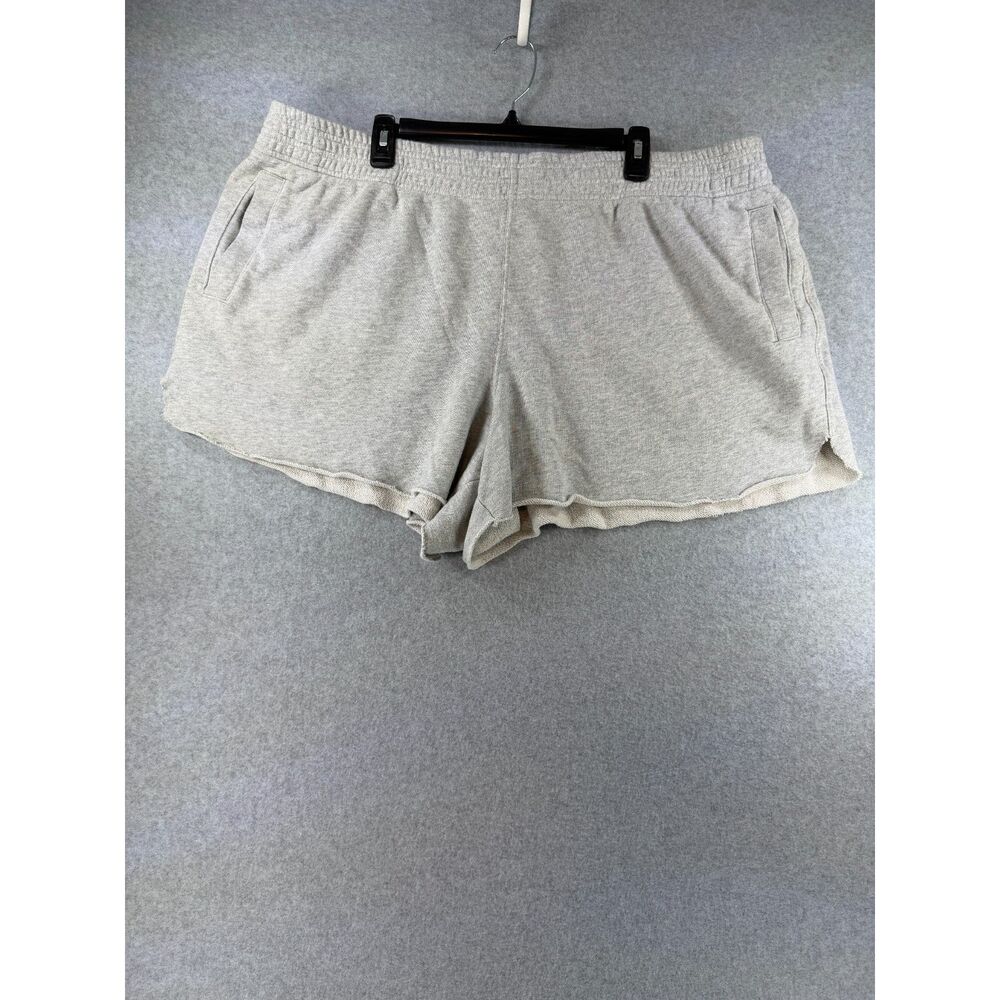 Aerie Women's XXL Gray French Terry Raw Hem Lounge Sweat Shorts Pockets 3678